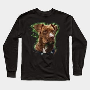 American PitBull Terrier dog watercolor Long Sleeve T-Shirt